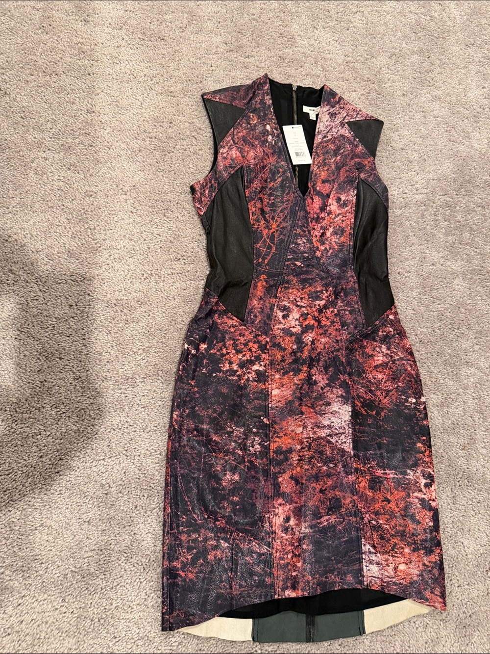Helmut Lang Abstract Print Soft Leather Dress - Picture 2 of 11